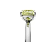 Low-Set Solitaire Engagement Ring Setting for Fancy Yellow Princess Cut Center with Thin Plain Band and Prong Head in Platinum