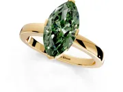 Solitaire Engagement Ring Setting for Fancy Green Marquise Center with Plain Band and Flat Tab Prong Head in Yellow Gold
