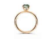 Hidden Halo Engagement Ring Setting for Fancy Green Cushion Cut Center with Thin Rounded Band and Prong Head in Rose Gold