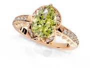 Floral Engagement Ring Setting for Fancy Yellow Pear-Shaped Center with Four Accent Clusters and Prong Head in Rose Gold