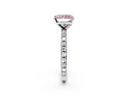 Solitaire Engagement Ring Setting for Fancy Pink Radiant Cut Center with Fine Pave Band and Claw Prong Head in Platinum