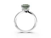 Solitaire Engagement Ring Setting for Fancy Green Princess Cut Center with Raised Channel Band and Prong Head in Platinum