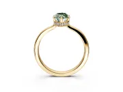 Hidden Halo Engagement Ring Setting for Fancy Green Marquise Center with Wide Flat Plain Band and Prong Head in Yellow Gold