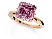 Solitaire Engagement Ring Setting for Fancy Pink Asscher Cut Center with Plain Band and Tulip Prong Head in Rose Gold