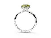 Hidden Halo Engagement Ring Setting for Fancy Yellow Heart-Shaped Center with Thin Round-Wire Band and Prong Head in White Gold