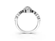 Vintage Station Engagement Ring Setting for Marquise Center with Accents and Prong Head in White Gold