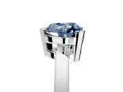 Solitaire Engagement Ring Setting for Fancy Blue Heart-Shaped Center with Plain Band and Flat Tab Prong Head in White Gold