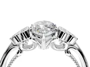 Cluster Engagement Ring Setting for Marquise Center with Bezel Accent Clusters and Prong Head in Sterling Silver