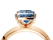 Solitaire Engagement Ring Setting for Fancy Blue Princess Cut Center with Wide Knife Ridge Band and Prong Head in Rose Gold