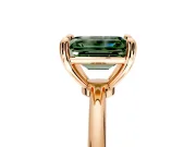 Minimalist Solitaire Engagement Ring Setting for Fancy Green Emerald Cut Center with Thin Band and Prong Head in Rose Gold