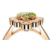 Cluster Halo Engagement Ring Setting for Fancy Yellow Heart-Shaped Center with Milgrain Bezel Accents and Prong Head in Rose Gold