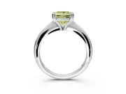 Solitaire Engagement Ring Setting for Fancy Yellow Princess Cut Center with Reverse Tapered Band and Prong Head in Sterling Silver