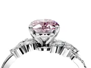 Solitaire Engagement Ring Setting for Fancy Pink Oval Center with Marquise Accent Twist Band and Prong Head in Sterling Silver