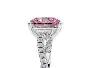 Solitaire Engagement Ring Setting for Fancy Pink Radiant Cut Center with Twisted Pave Split Shank and Prong Head in Sterling Silver