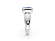 Solitaire Engagement Ring Setting for Fancy Blue Radiant Cut Center with Wide Band and Bezel Head in Sterling Silver