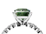 Solitaire Engagement Ring Setting for Fancy Green Princess Cut Center with Alternating Size Accents and Prong Head in Sterling Silver