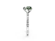 Solitaire Engagement Ring Setting for Fancy Green Heart-Shaped Center with Pave Accents and Prong Head in Sterling Silver
