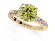 Solitaire Engagement Ring Setting for Fancy Yellow Round Cut Center with Single Row Accent Band and Prong Head in Yellow Gold