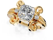 Solitaire Engagement Ring Setting for Cushion Cut Center with Twisted Band and Scroll Prong Head in Yellow Gold