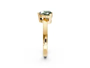 Solitaire Engagement Ring Setting for Fancy Green Heart-Shaped Center with Plain Band and Flat Tab Prong Head in Yellow Gold