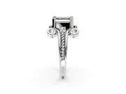 Solitaire Engagement Ring Setting for Fancy Green Asscher Cut Center with Twisted Band and Scroll Prong Head in Platinum