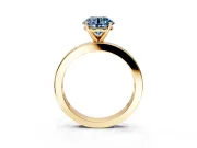 Solitaire Engagement Ring Setting for Fancy Blue Round Cut Center with Channel Baguette Band and Prong Head in Yellow Gold