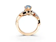 Halo Engagement Ring Setting for Fancy Blue Marquise Center with Marquise and Pave Bypass Band and Prong Head in Rose Gold