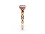 Solitaire Engagement Ring Setting for Fancy Pink Asscher Cut Center with Milgrain Bezel Accents and Prong Head in Rose Gold