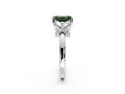 Floral Engagement Ring Setting for Fancy Green Emerald Cut Center with Marquise Cluster Shoulders and Prong Head in Platinum