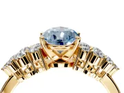 Cluster Engagement Ring Setting for Fancy Blue Pear-Shaped Center with 2-Row Shoulder Clusters and Prong Head in Yellow Gold
