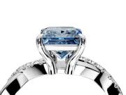 Solitaire Engagement Ring Setting for Fancy Blue Princess Cut Center with Half-Pave Crossover Band and Prong Head in Platinum
