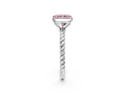 Solitaire Engagement Ring Setting for Fancy Pink Radiant Cut Center with Plain Twisted Rope Band and Prong Head in Platinum