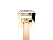 Solitaire Engagement Ring Setting for Princess Cut Center with Plain Band and Flat Tab Prong Head in Rose Gold