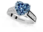 Solitaire Engagement Ring Setting for Fancy Blue Heart-Shaped Center with Cathedral Channel Band and Prong Head in Sterling Silver