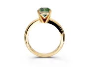 Solitaire Engagement Ring Setting for Fancy Green Cushion Cut Center with Wire Band and Prong Head in Yellow Gold