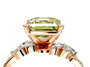 Solitaire Engagement Ring Setting for Fancy Yellow Asscher Cut Center with Marquise Accent Twist Band and Prong Head in Rose Gold