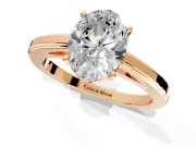 Solitaire Engagement Ring Setting for Oval Center with Flat-Sided Plain Band and Prong Head in Rose Gold