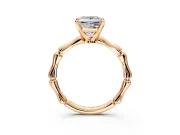 Solitaire Engagement Ring Setting for Princess Cut Center with Bamboo Band and Prong Head in Rose Gold