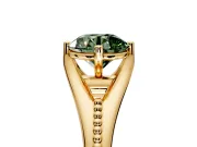 Solitaire Engagement Ring Setting for Fancy Green Round Cut Center with Milgrain Cathedral Band and Prong Head in Yellow Gold