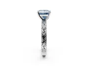 Solitaire Engagement Ring Setting for Fancy Blue Princess Cut Center with Scrollwork Band and Prong Head in Sterling Silver