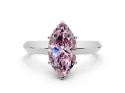 Solitaire Engagement Ring Setting for Fancy Pink Marquise Center with Wide Knife Ridge Band and Prong Head in Platinum