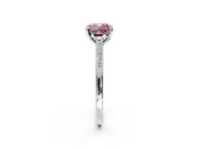 Solitaire Engagement Ring Setting for Fancy Pink Cushion Cut Center with Channel Accents and Prong Head in Platinum