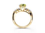 5 Stone Engagement Ring Setting for Fancy Yellow Round Cut Center with Graduated Accents and Prong Head in Yellow Gold