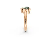 Halo Engagement Ring Setting for Fancy Green Heart-Shaped Center with Tapered Plain Band and Prong Head in Rose Gold