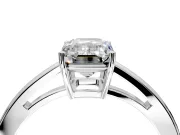 Solitaire Engagement Ring Setting for Emerald Cut Center with Open Cathedral Shoulders and Prong Head in Platinum