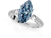 Solitaire Engagement Ring Setting for Fancy Blue Marquise Center with Multi-Row Accents and Prong Head in Platinum