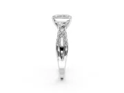 3 Stone Engagement Ring Setting for Radiant Cut Center with Pave Split Shank and Prong Head in Platinum