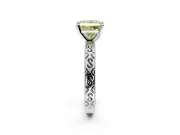 Solitaire Engagement Ring Setting for Fancy Yellow Princess Cut Center with Scrollwork Band and Prong Head in White Gold