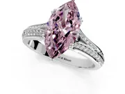 Solitaire Engagement Ring Setting for Fancy Pink Marquise Center with Pave Rail Split Shank and Prong Head in White Gold