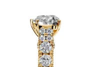 Solitaire Engagement Ring Setting for Heart-Shaped Center with Pave Cathedral Shoulders and Prong Head in Yellow Gold